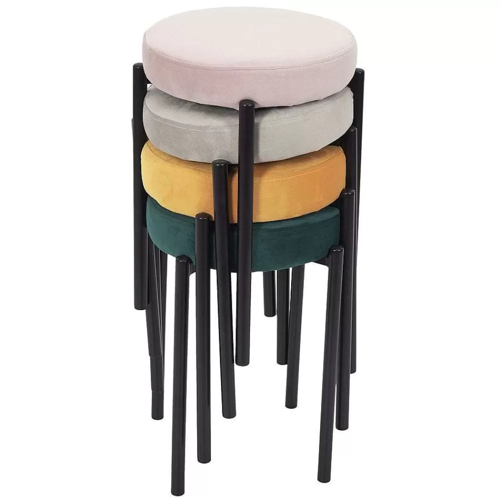 * Tabourets>Tabouret Bubble Empilable Velours Bleu Canard