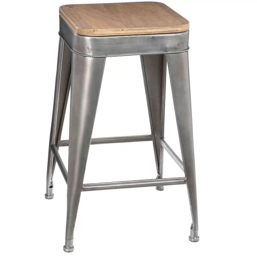 Atmosphera Tabourets>Tabouret Metal Joris Gris D.38X59.9Cm