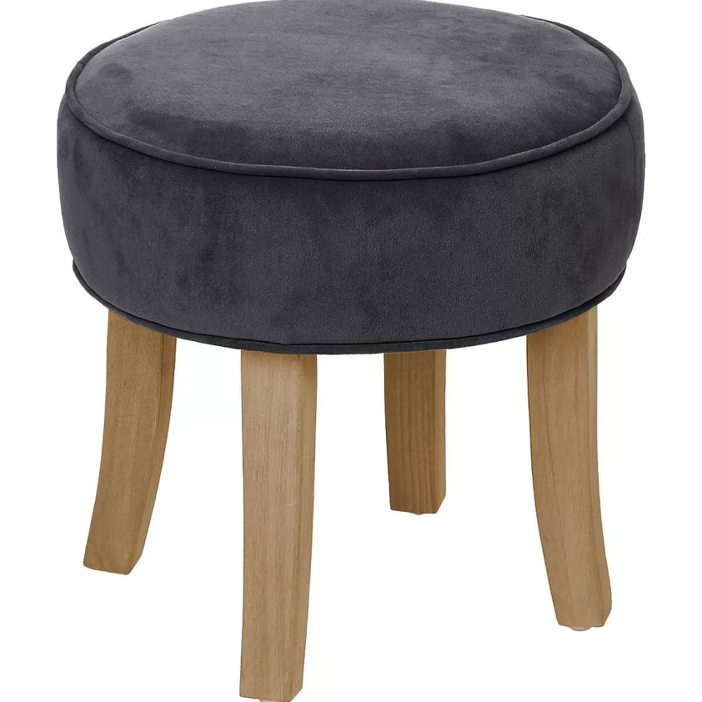 Atmosphera Tabourets>Tabouret Velours Gris Trend Adriel