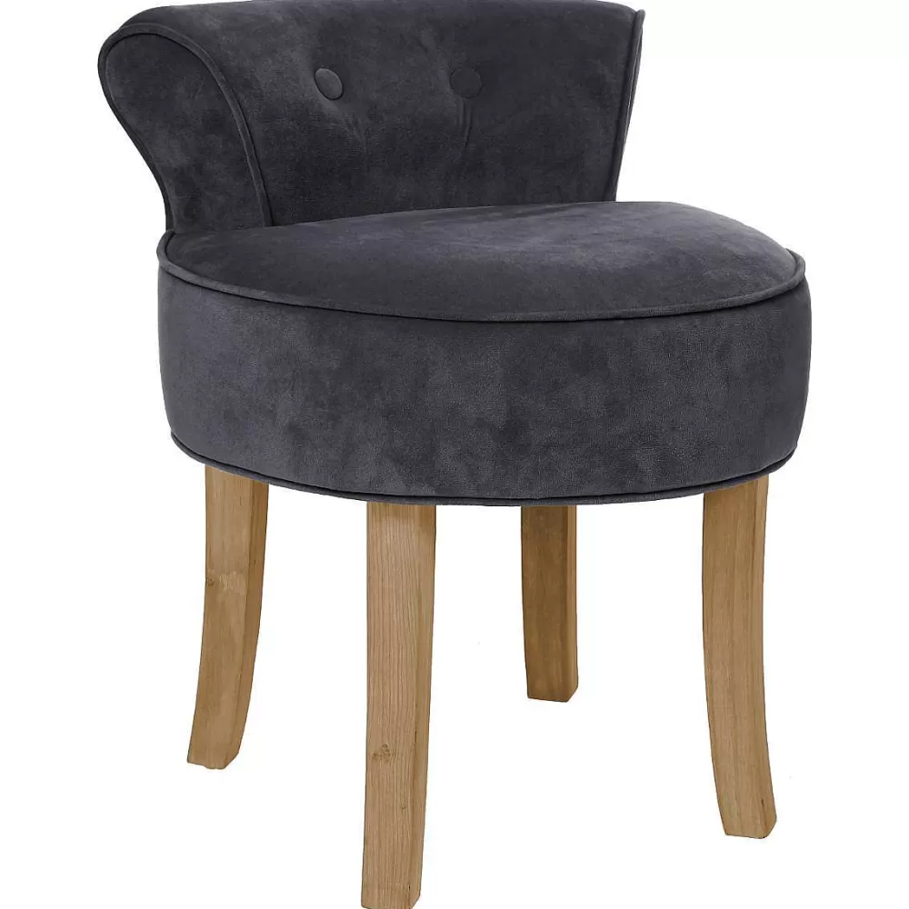 Atmosphera Tabourets>Tabouret Velours Gris Trend Firmin