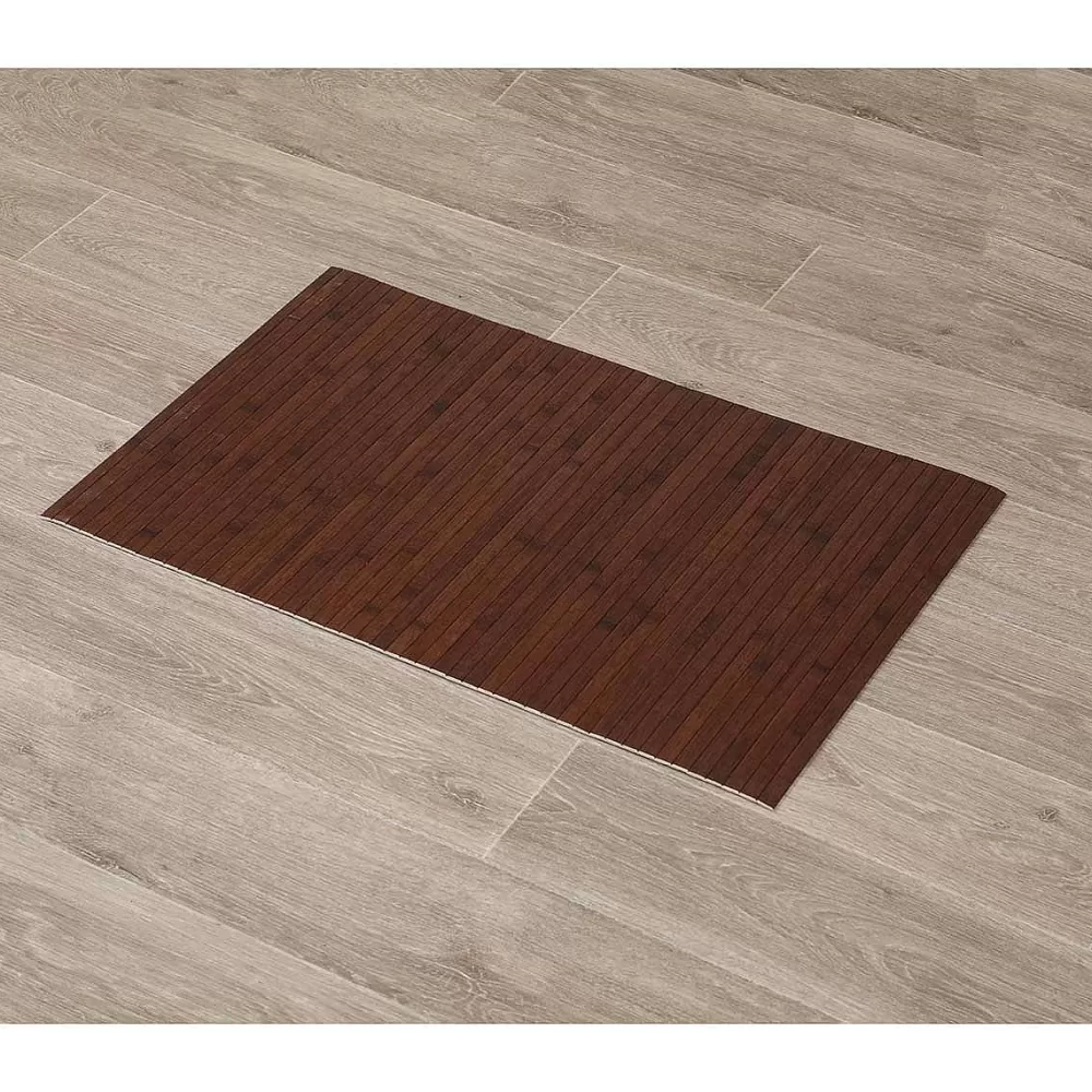 Tapis De Salle De Bain Et Wc | * Tapis Bambou Anti Derapant 50X80Cm Marron Mat