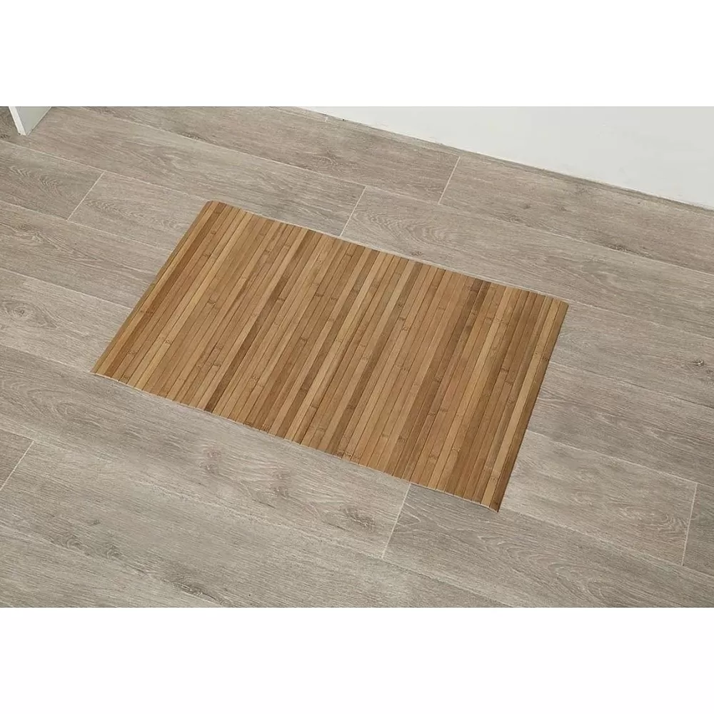 Tapis De Salle De Bain Et Wc | * Tapis Bambou Anti Derapant 50X80Cm Naturel Fonce Mat