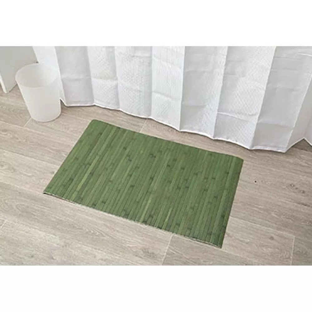 Tapis De Salle De Bain Et Wc | * Tapis Bambou Anti Derapant 50X80Cm Vert Mat