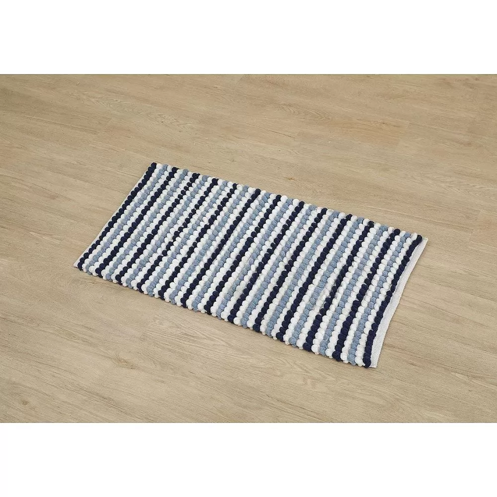 Tapis De Salle De Bain Et Wc | * Tapis Boules Tricolore 50X90Cm Blanc Bleu
