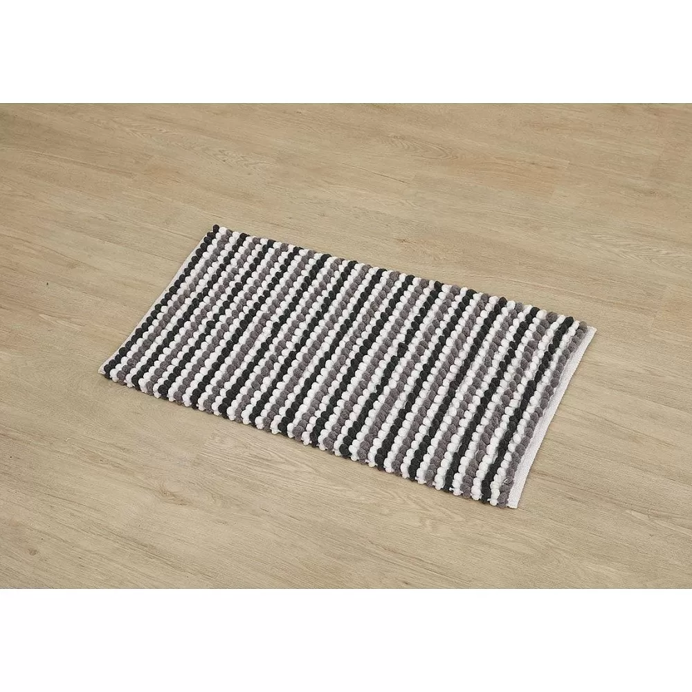 Tapis De Salle De Bain Et Wc | * Tapis Boules Tricolore 50X90Cm Blanc Gris