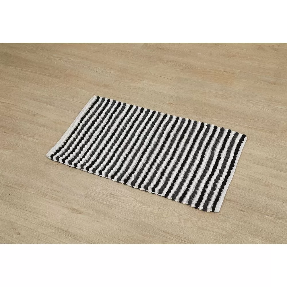 Tapis De Salle De Bain Et Wc | * Tapis Boules Tricolore 50X90Cm Blanc Gris Et Noir